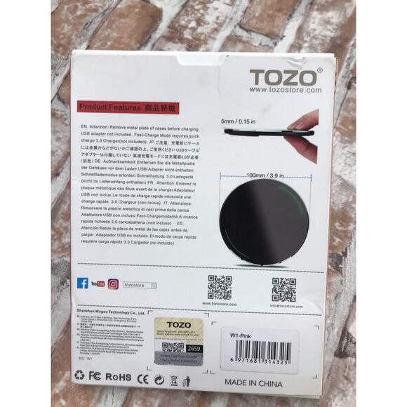 TOZO W1 Wireless Charger Aluminum Fast Charging Pad with USB-C Cable Universal - Picture 4 of 4